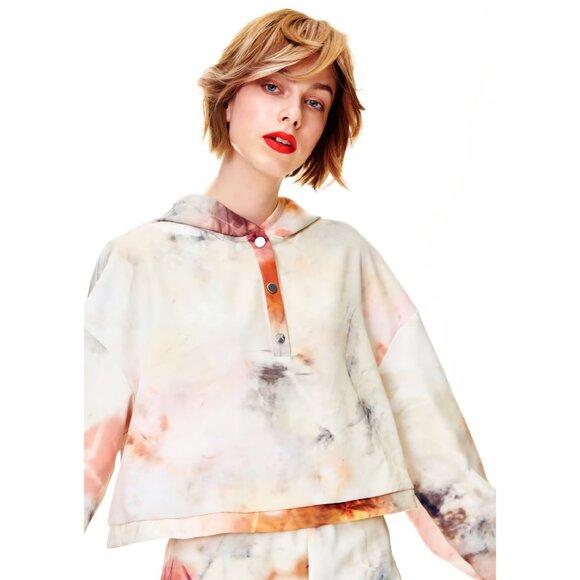 NEW Zara Tie Die Cropped Hoodie Top, Size L (Oversized) - Picture 2 of 16